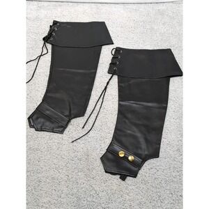 Black Pirate Boot Covers 22" Medieval Renaissance Faux Leather Over Shoe New